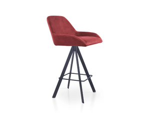 ROYAL BAR SPIDER - Trestle-based leather stool with footrest _ 5A Design